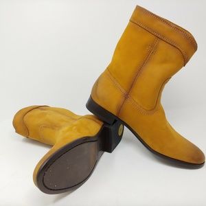 Frye Cara Roper Leather Suede Nubuck Cowboy Boots